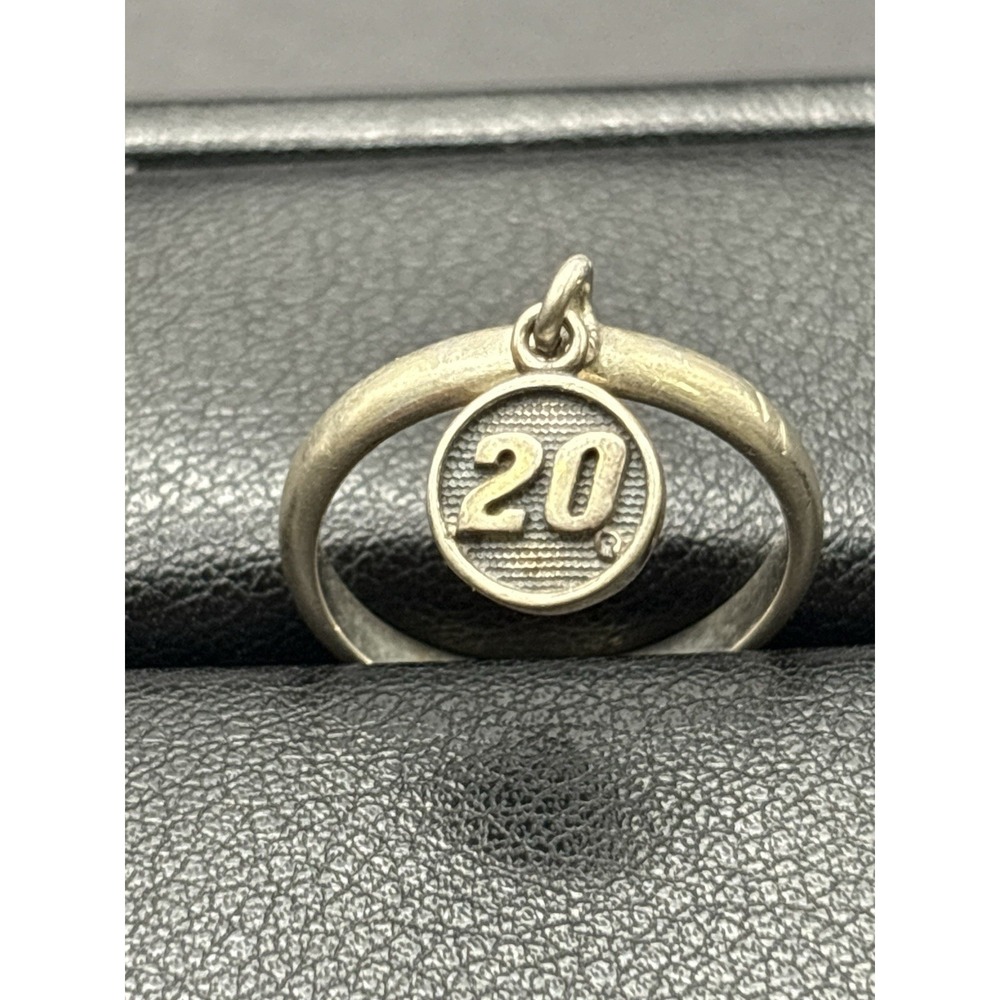 Vintage Sterling Silver Twenty "20" Dangle Charm Ring Size 7.25 H4 - Picture 2 of 11